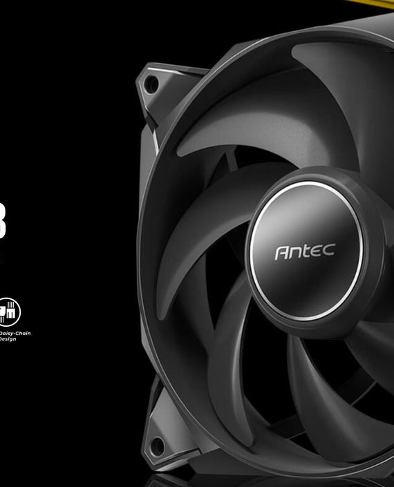 Antec Storm 120mm T3 PWM FDB 3 Pack. High Airflow 80.47 CFM, Air Pressure 2.7, Noise Level 36.99. Woven Cable, PMW Daisy Chain case fan 3 Yrs Warranty - Leader Electronics