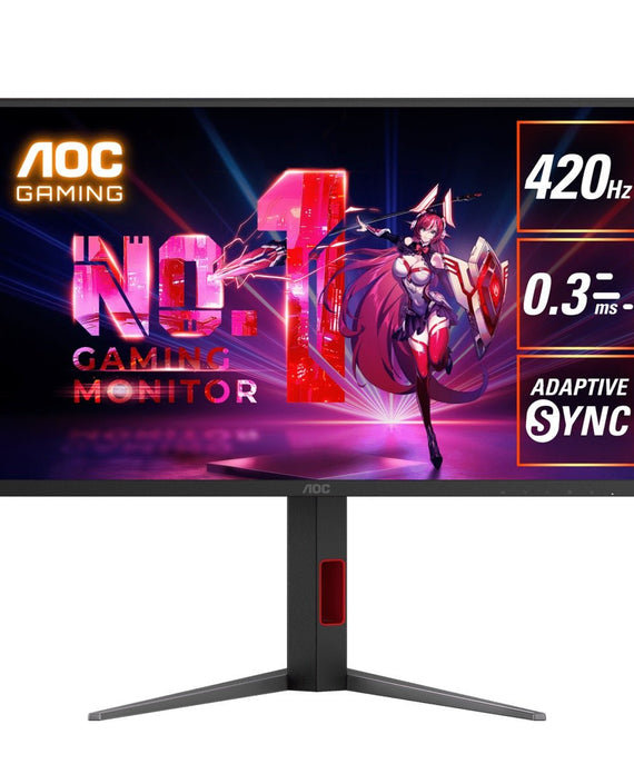 AOC 24.5' 420Hz Gaming Monitor: Fast IPS, FHD @420Hz, 0.3ms MPRT, 350 nits, sRGB 110%, DP/HDMI, height/swivel/pivot tilt, VESA mount - Leader Electronics