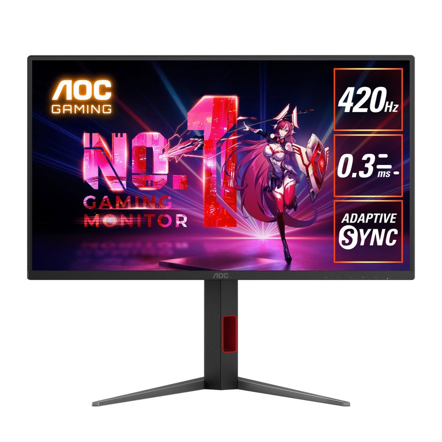 AOC 24.5' 420Hz Gaming Monitor: Fast IPS, FHD @420Hz, 0.3ms MPRT, 350 nits, sRGB 110%, DP/HDMI, height/swivel/pivot tilt, VESA mount - Leader Electronics