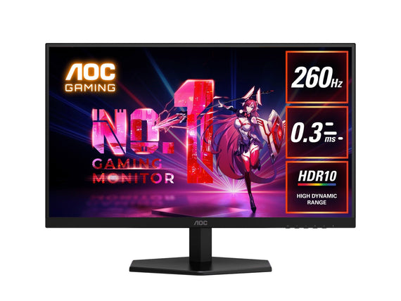 AOC 27' 260Hz Gaming Monitor : Fast IPS panel, 2560×1440 @ 260Hz, 0.3ms MPRT, 120% sRGB, 98.5% DCI-P3, 300 nits, DP & HDMI, tilt stand - Leader Electronics