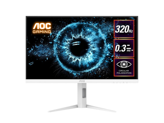 AOC 27' Fast IPS Q27G4SL/WS: 2560×1440 @ 320Hz, 1ms GtG, 350 nits, HDR 450 nits, sRGB 125%, DP 1.4, HDMI 2.1, ergonomic stand, VESA 100mm - Leader Electronics