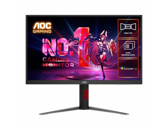 AOC 27' Fast IPS U27G4: 3840×2160@160Hz, 1920 × 1080 @ 320Hz, 0.5ms MPRT, HDR, sRGB 127%, DCI-P3 99%, HDMI 2.1, DP 1.4, ergonomic stand, VESA 100mm - Leader Electronics
