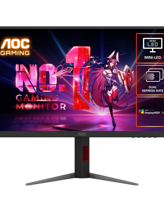 AOC 27' Mini-LED Gaming Monitor – 4K@160Hz / FHD@320Hz, 1ms GtG, 1152-zone Mini-LED, VESA mount, 1.07B colors, Delta E<2, HDMI 2.1, DP 1.4, USB hub - Leader Electronics