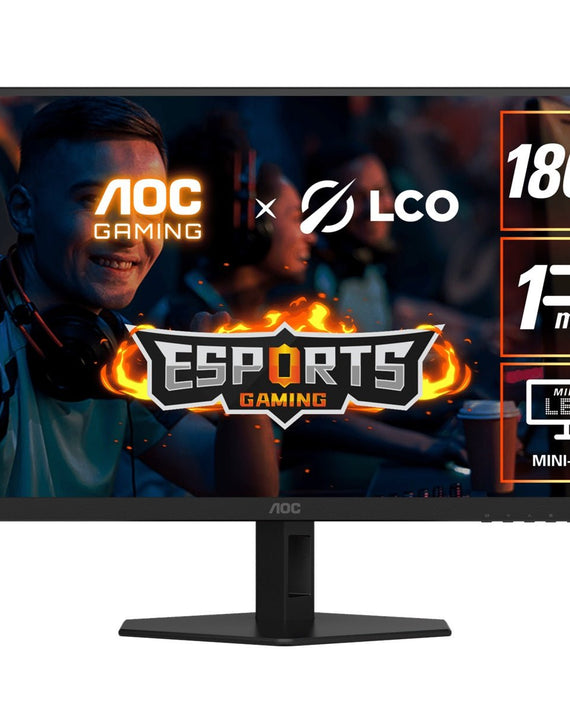AOC 27' QD-MiniLED Monitor – QHD 180Hz, 1ms, 5000:1 contrast, 1200 nits peak HDR, Quantum Dot VA, 148% sRGB, DP 1.4, HDMI 2.0, tilt adjusable - Leader Electronics