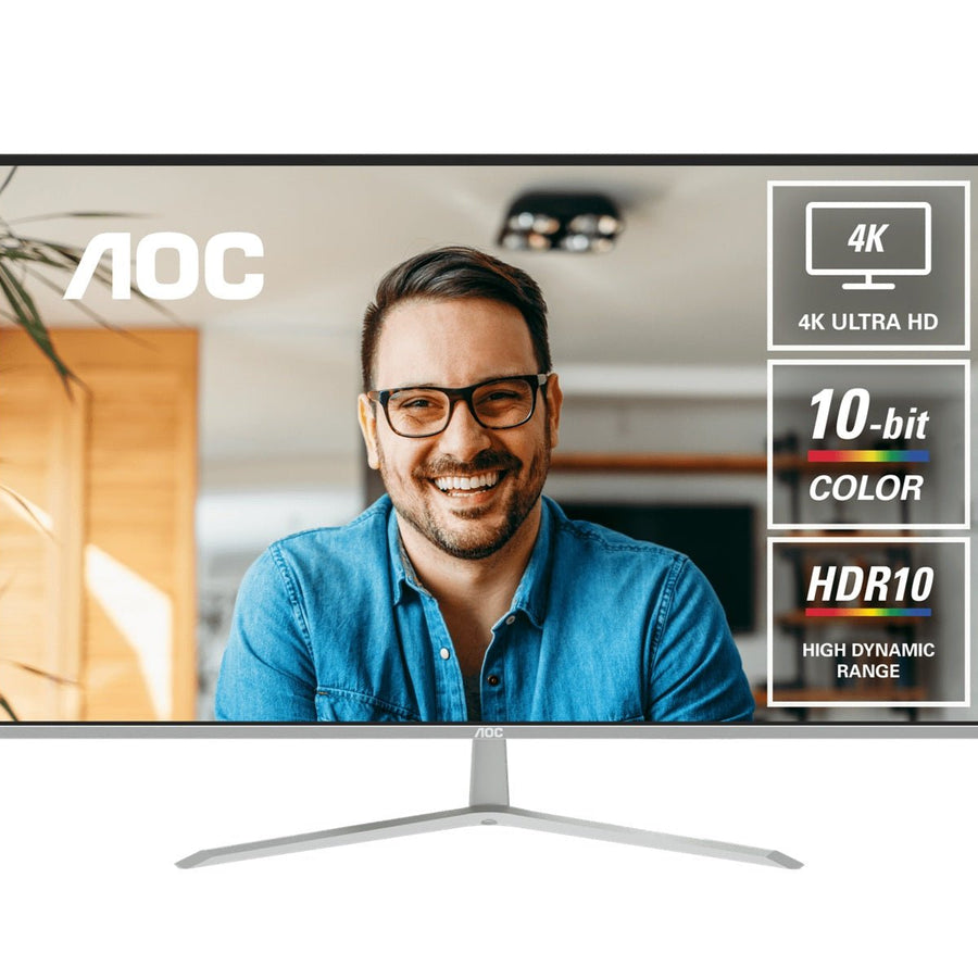 AOC 31.5' 4K Monitor – UHD 3840×2160 @60Hz, VA panel, 4ms GtG, 124% sRGB, DP 1.4, HDMI 2.0, 1.07B colors, Delta E<2, tilt adjustable (LS) - Leader Electronics