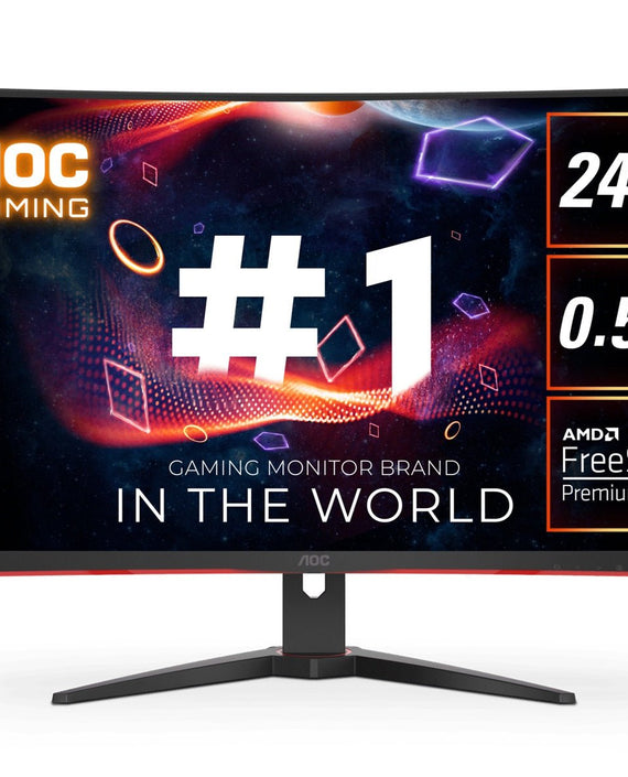 AOC 31.5' Curved Monitor (C32G2ZE) – FHD 240Hz VA, 0.5ms, 1500R curve, 123% sRGB, DP 1.2, HDMI 2.0, Delta E<2, tilt adjustable, 3000:1 contrast - Leader Electronics