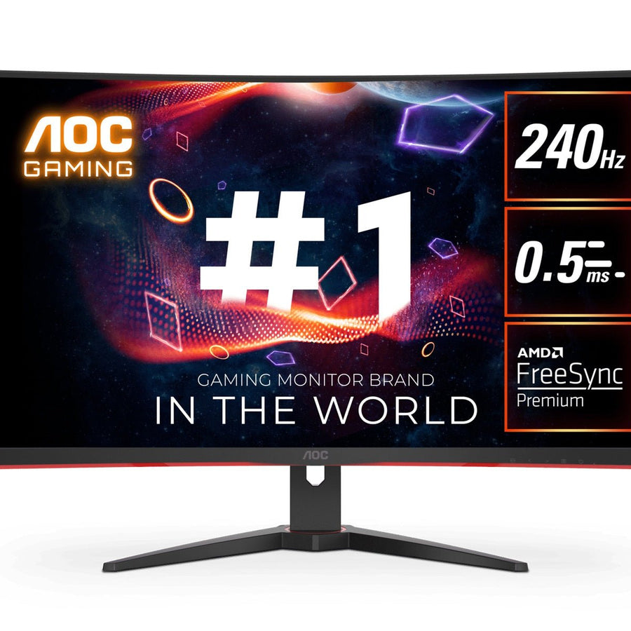 AOC 31.5' Curved Monitor (C32G2ZE) – FHD 240Hz VA, 0.5ms, 1500R curve, 123% sRGB, DP 1.2, HDMI 2.0, Delta E<2, tilt adjustable, 3000:1 contrast - Leader Electronics