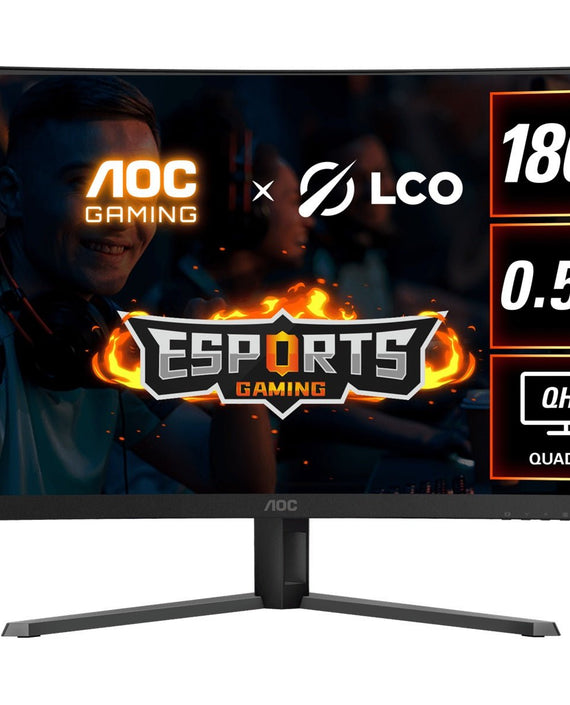 AOC 31.5' QHD Curved Monitor (CQ32G4E) – 180Hz VA, 0.5ms MPRT, 1500R curve, 121% sRGB, DP 1.4, HDMI 2.0, Delta E<2, tilt adjustable, 3500:1 contrast - Leader Electronics