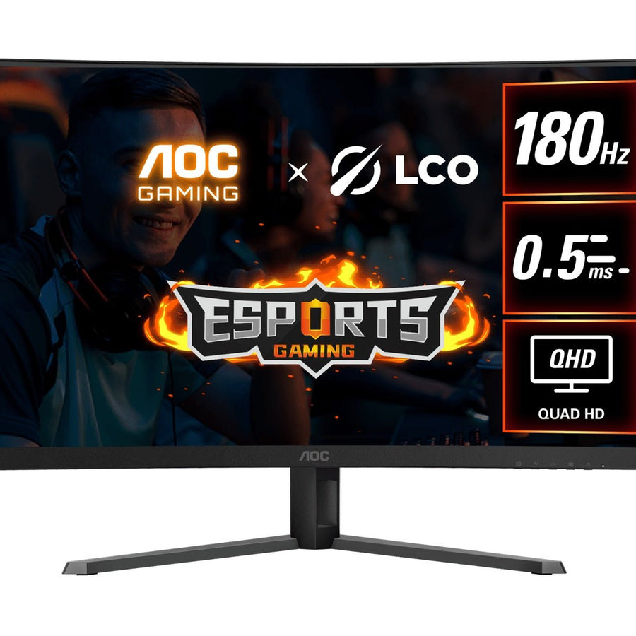 AOC 31.5' QHD Curved Monitor (CQ32G4E) – 180Hz VA, 0.5ms MPRT, 1500R curve, 121% sRGB, DP 1.4, HDMI 2.0, Delta E<2, tilt adjustable, 3500:1 contrast - Leader Electronics