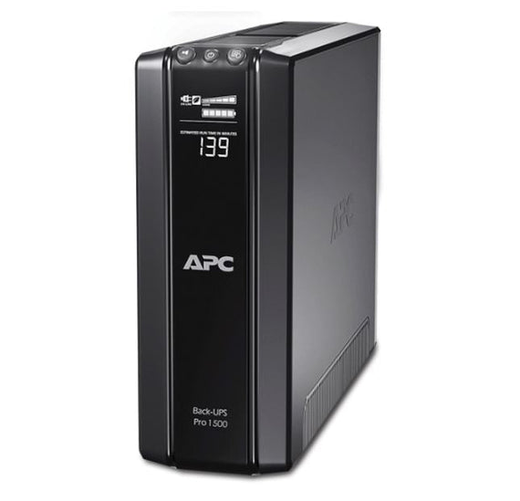 APC Back-UPS Pro 1500VA/865W Line Interactive UPS, Tower, 230V/10A Input, 10x IEC C13 Outlets, Lead Acid Battery, LCD, AVR - Leader Electronics