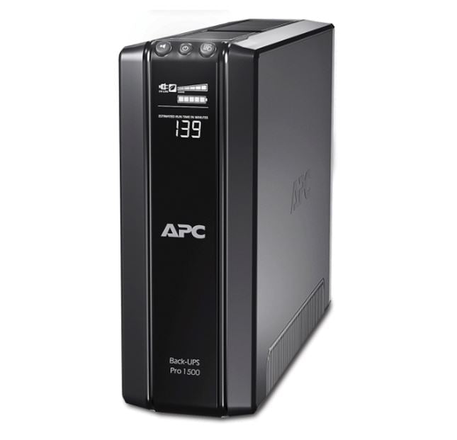 APC Back-UPS Pro 1500VA/865W Line Interactive UPS, Tower, 230V/10A Input, 10x IEC C13 Outlets, Lead Acid Battery, LCD, AVR - Leader Electronics