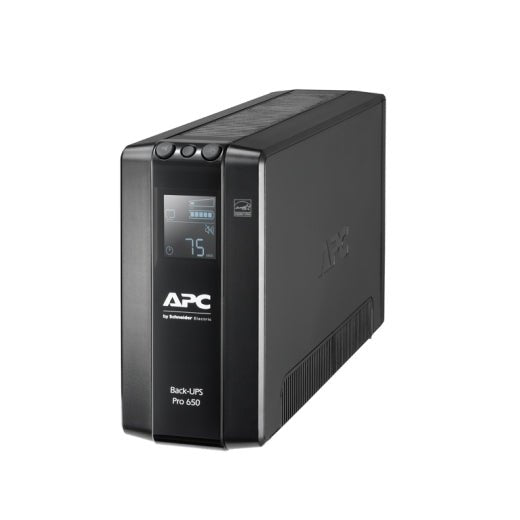 APC Back-UPS Pro 650VA/390W Line Interactive UPS, Tower, 230V/10A Input, 6x IEC C13 Outlets, Lead Acid Battery, LCD, AVR - Leader Electronics
