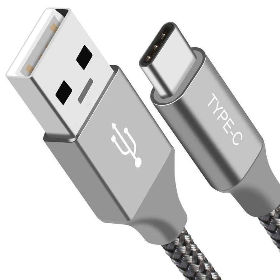 Astrotek 1m USB-A to Type-C Data Sync Charger Cable Silver Strong Braided Heavy Duty Fast Charging for Samsung Galaxy Note S8 Plus LG Google Macbook - Leader Electronics