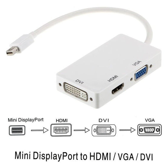 Astrotek 3 in1 Thunderbolt Mini DP DisplayPort to HDMI DVI VGA Hub Adapter Converter Cable for MacBook Air Mac Mini Microsoft Surface Pro 3/4/5 - Leader Electronics