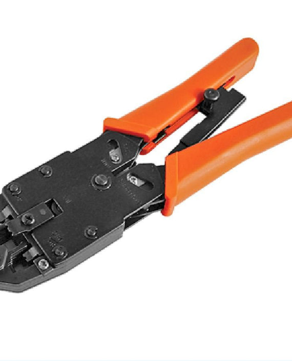 Astrotek 8 pins RJ-45 6 pins RJ-12 4 pins RJ-11 Crimper Cut Strip Crimping Tool Kit with Ratchet Orange Colour Hood RoHS ~CBC-RJ1245 - Leader Electronics