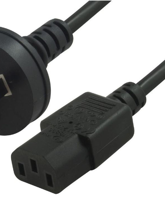 Astrotek AU Power Cable 2m - Male Wall 240v PC to Power Socket 3pin to IEC 320-C13 for Notebook/AC Adapter Black AU Certified - Leader Electronics