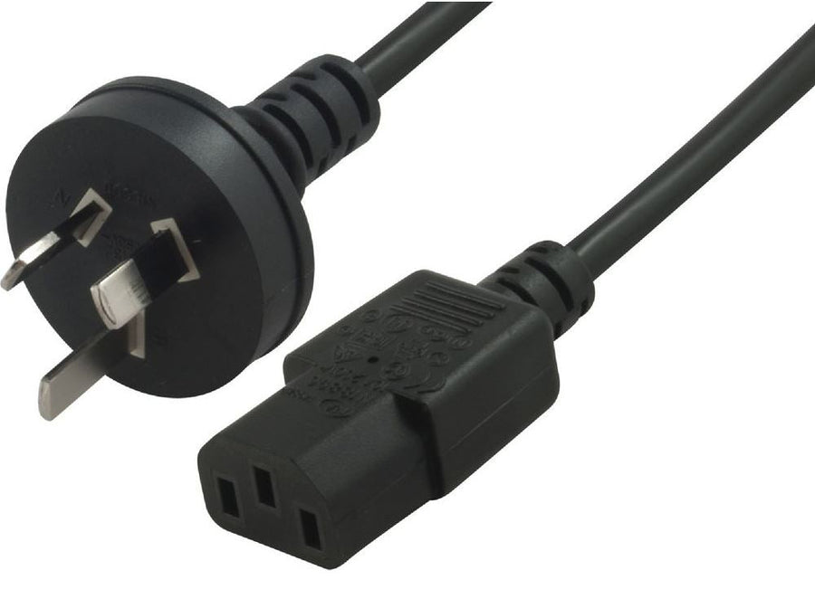 Astrotek AU Power Cable 2m - Male Wall 240v PC to Power Socket 3pin to IEC 320-C13 for Notebook/AC Adapter Black AU Certified - Leader Electronics