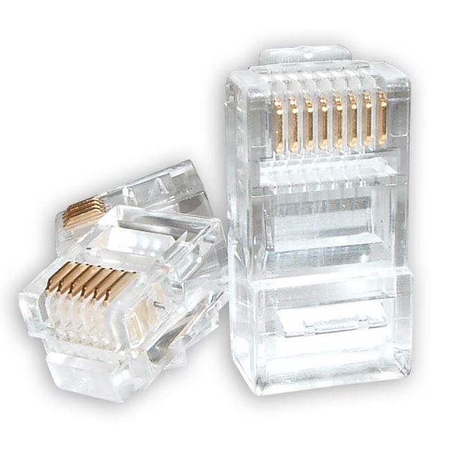 Astrotek RJ45 Jack Connector Modular Plug Crimp 8P8C CAT5e LAN Network Ethernet Head 2 Prong Blade 3u' Transparent (20 units /pack) - Leader Electronics