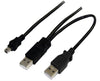 Astrotek USB 2.0 Y Splitter Cable - Type A Male to Mini B 5 pins 1m + USB Type A Male 2m Black Colour Power Adapter Hub Charging 20cm - Leader Electronics