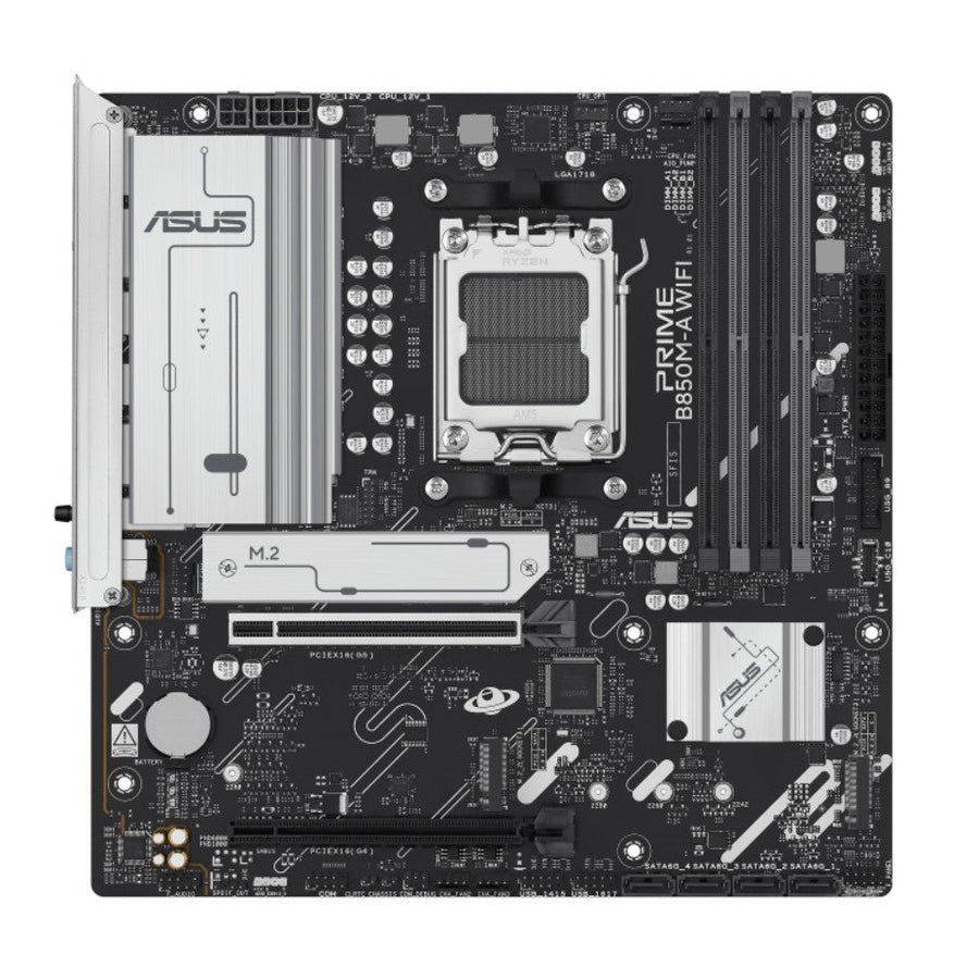 ASUS AMD B850M PRIME B850M-A WIFI-CSM (AM5) mATX Motherboard, DDR5, Max 256GB, 1 x PCIe 5.0 x16 slot, 4 x SATA - Leader Electronics