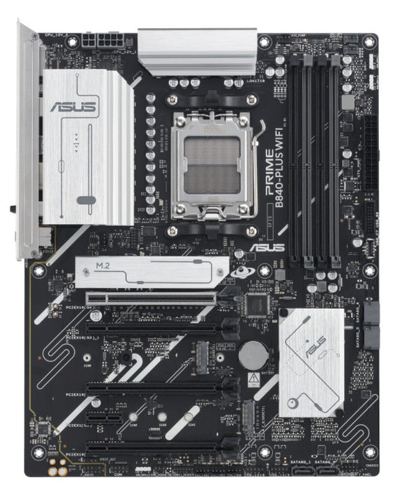 ASUS AMD PRIME B840-PLUS WIFI-CSM (AM5) ATX Motherboard, DDR5 192GB, 1x PCIe 4.0 x16 slot, 3 x M.2 slots, 4x SATA, Wi-Fi 6E, 1 x HDMI, 1 x DP - Leader Electronics