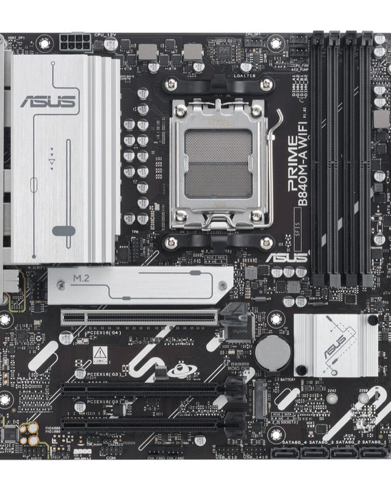 ASUS AMD PRIME B840M-A WIFI-CSM (AM5) Micro ATX Motherboard, DDR5 192GB, 2x PCIe 4 x16 slot, 3x M.2 slots, 4x SATA, Wi-Fi 6E, 1x HDMI, 1x DP - Leader Electronics