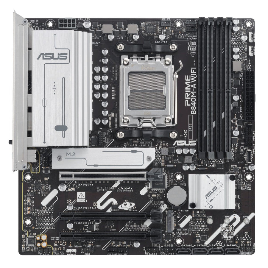 ASUS AMD PRIME B840M-A WIFI-CSM (AM5) Micro ATX Motherboard, DDR5 192GB, 2x PCIe 4 x16 slot, 3x M.2 slots, 4x SATA, Wi-Fi 6E, 1x HDMI, 1x DP - Leader Electronics