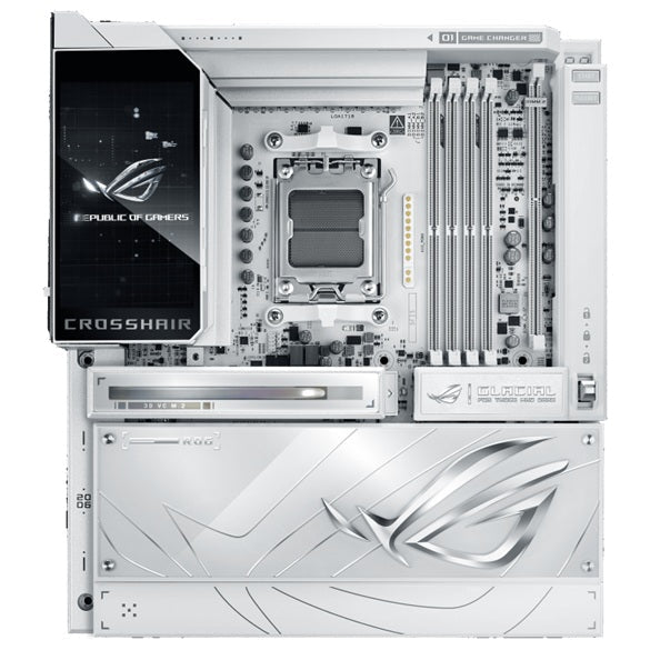 ASUS AMD ROG CROSSHAIR X870E GLACIAL, AM5, X870E, DDR5 256GB, PCIe 5.0, 7x M.2, Wi-Fi 7, Dual 10GbE, USB4, E-ATX, 2yr wty - Leader Electronics