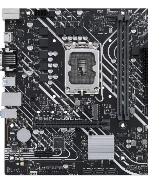 ASUS H610M PRIME H610M-D D4-CSM Intel LGA 1700 mATX Motherboard, DDR4 64GB, PCIe4.0, M.2, 1Gb Ethernet, HDMI, D-SUB, USB3.2 Gen1, SATA 6Gbps, - Leader Electronics