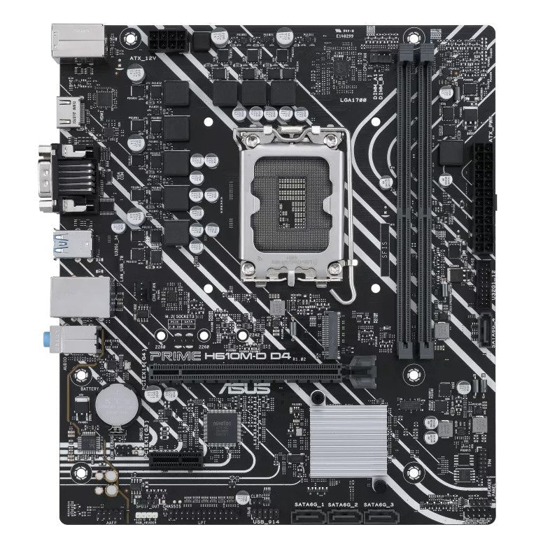ASUS H610M PRIME H610M-D D4-CSM Intel LGA 1700 mATX Motherboard, DDR4 64GB, PCIe4.0, M.2, 1Gb Ethernet, HDMI, D-SUB, USB3.2 Gen1, SATA 6Gbps, - Leader Electronics