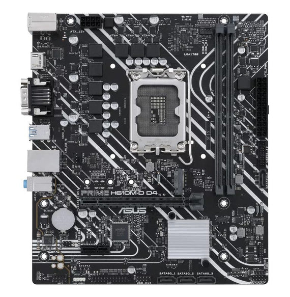 ASUS H610M PRIME H610M-D D4-CSM Intel LGA 1700 mATX Motherboard, DDR4 64GB, PCIe4.0, M.2, 1Gb Ethernet, HDMI, D-SUB, USB3.2 Gen1, SATA 6Gbps, - Leader Electronics