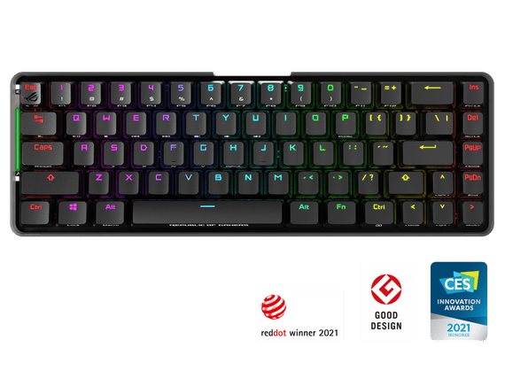 ASUS M601 ROG FALCHION NX Red Switch Compact 65% Wireless Mechanical Gaming Keyboard, 68 Keys, Interactive Touch panel, 450 Hours, ROG NX Switches, RG - Leader Electronics