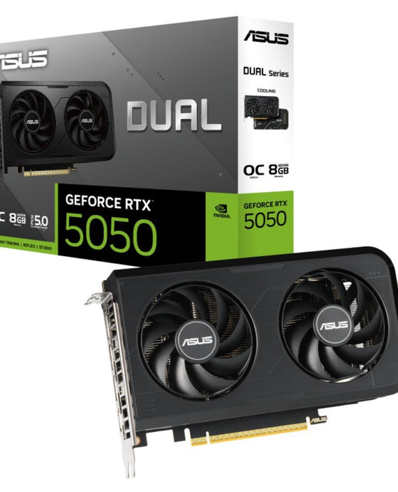 ASUS nVidia GeForce DUAL-RTX5050-O8G RTX5050 8GB GDDR6 OC Edition 2647MHz Boost Clock, RAM 20Gbps, 433 AI TOPs, Digital Max Resolution 7680 x 4320 - Leader Electronics