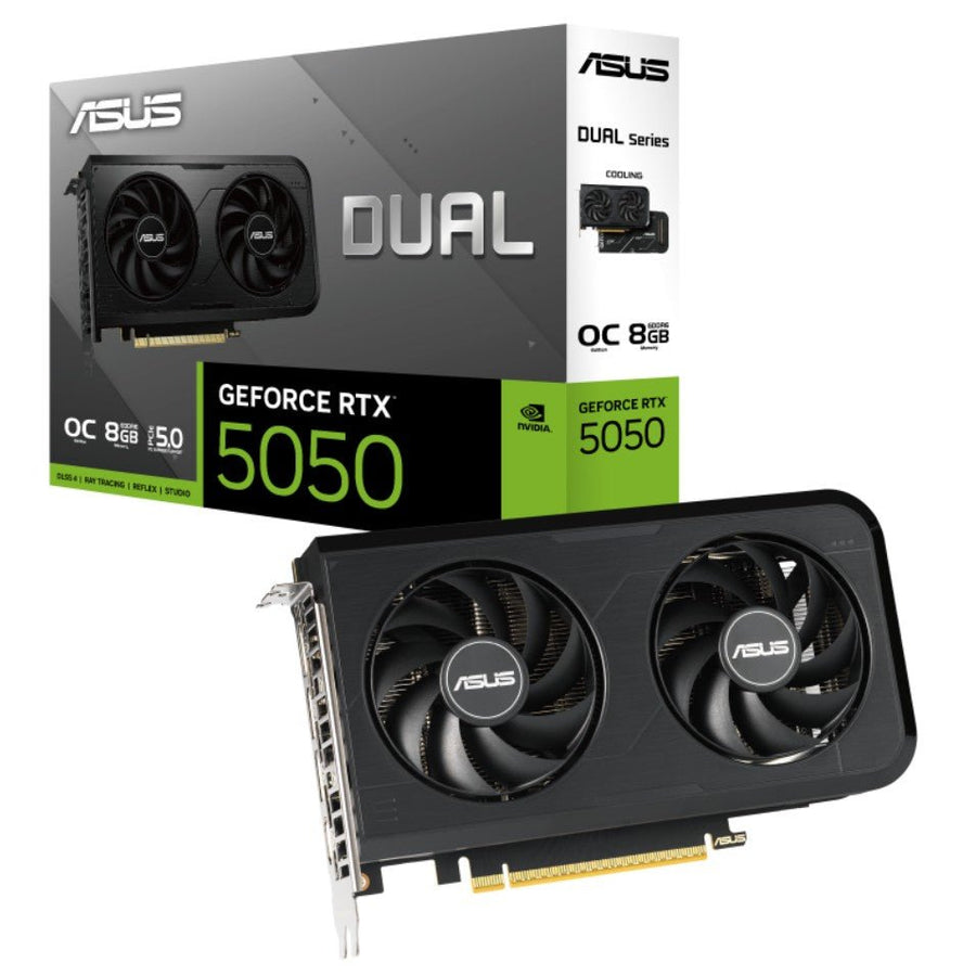 ASUS nVidia GeForce DUAL-RTX5050-O8G RTX5050 8GB GDDR6 OC Edition 2647MHz Boost Clock, RAM 20Gbps, 433 AI TOPs, Digital Max Resolution 7680 x 4320 - Leader Electronics