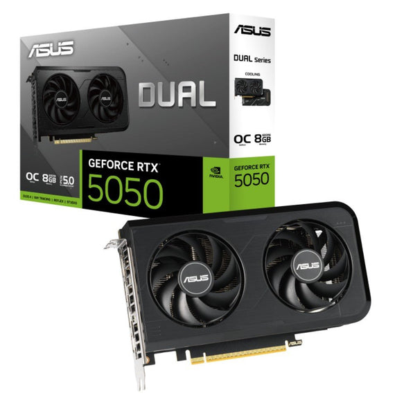 ASUS nVidia GeForce DUAL-RTX5050-O8G RTX5050 8GB GDDR6 OC Edition 2647MHz Boost Clock, RAM 20Gbps, 433 AI TOPs, Digital Max Resolution 7680 x 4320 - Leader Electronics