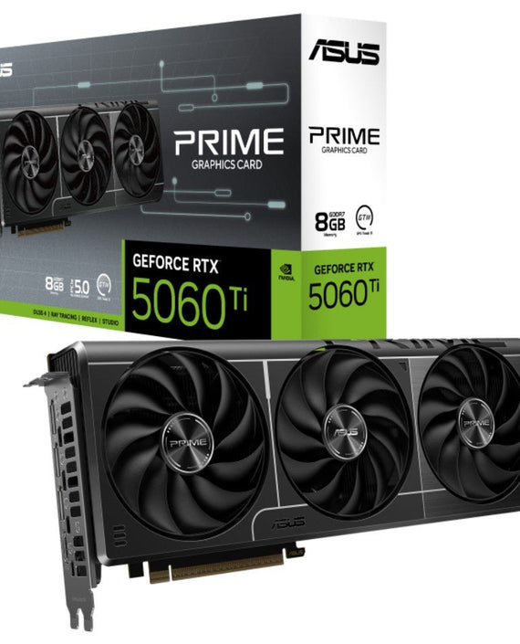 ASUS nVidia GeForce PRIME-RTX5060TI-8G RTX 5060 Ti 8GB GDDR7 2572MHz Boost Clock, RAM 28Gbps, 759 AI TOPs, Digital Max Resolutio - Leader Electronics