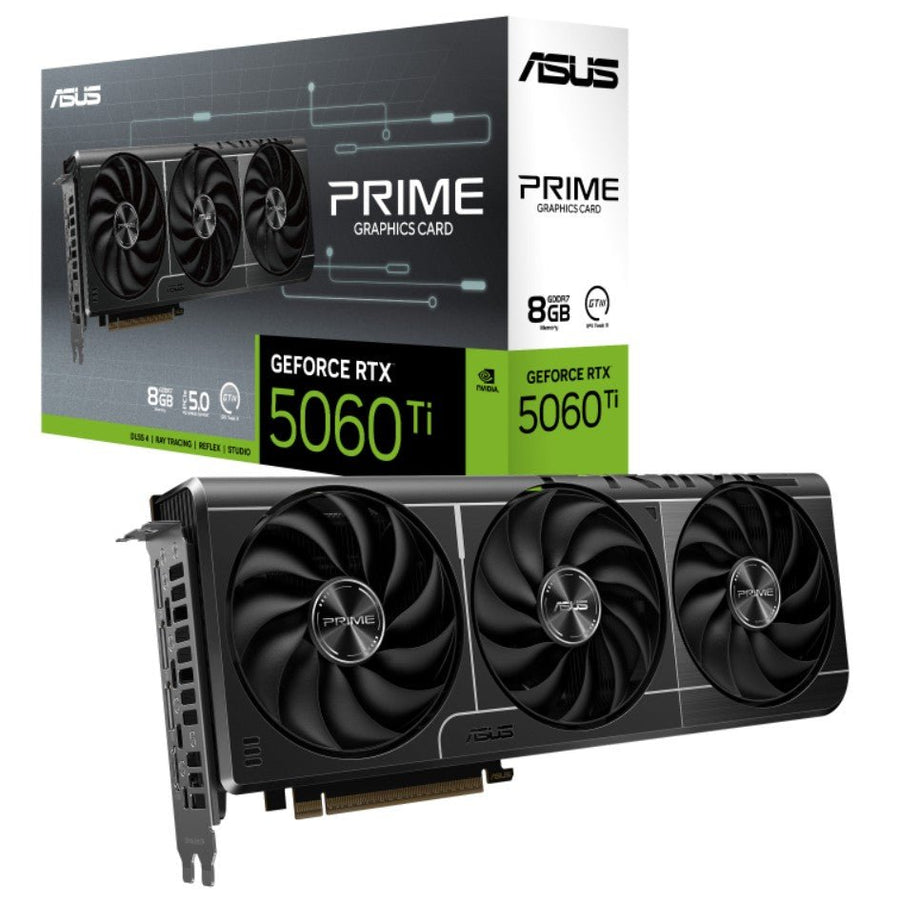 ASUS nVidia GeForce PRIME-RTX5060TI-8G RTX 5060 Ti 8GB GDDR7 2572MHz Boost Clock, RAM 28Gbps, 759 AI TOPs, Digital Max Resolutio - Leader Electronics