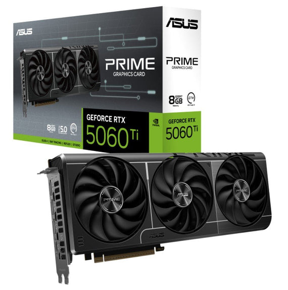 ASUS nVidia GeForce PRIME-RTX5060TI-8G RTX 5060 Ti 8GB GDDR7 2572MHz Boost Clock, RAM 28Gbps, 759 AI TOPs, Digital Max Resolutio - Leader Electronics