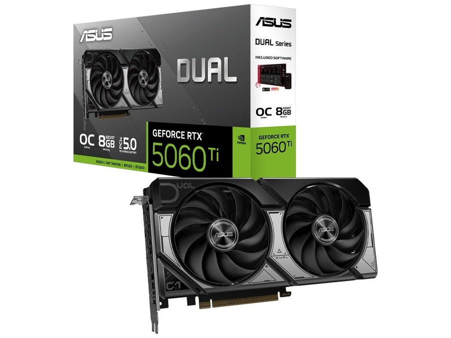 ASUS nVidia GeForce PRIME-RTX5060TI-O8G RTX 5060 Ti 8GB GDDR7 OC Edition 2617 MHz Boost Clock, RAM 28Gbps, 772 AI TOPs, Digital Max Resolution - Leader Electronics