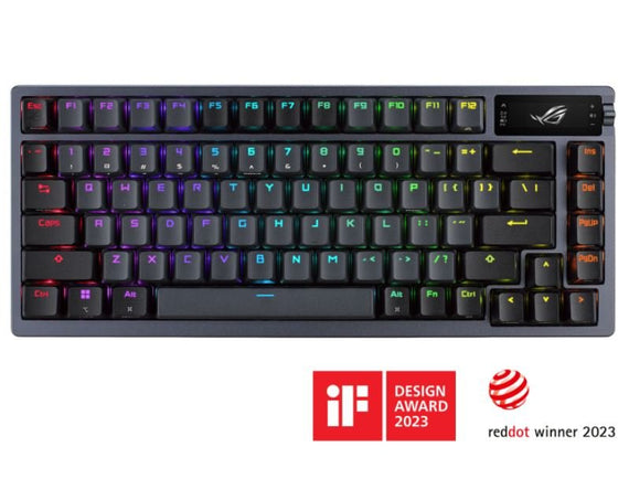 ASUS ROG AZOTH/NXSW/US/PBT (Snow Switch) Gaming Keyboard, OLED Display, NX Snow Switch, 75 Keys, Tri-mode Connection, Quiet - Leader Electronics