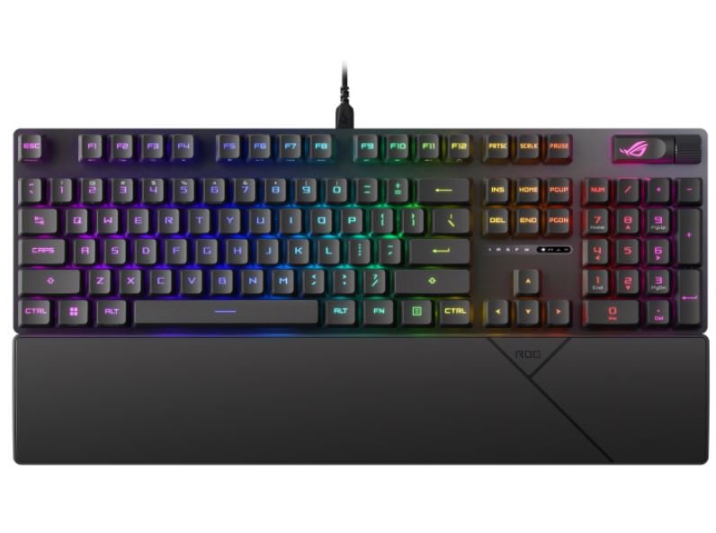 ASUS ROG STRIX SCOPE II RX Blue Switch Optical Gaming Keyboard,IP57 Waterproof Protection, Streaming Hotkeys, Multi-function Controls - Leader Electronics