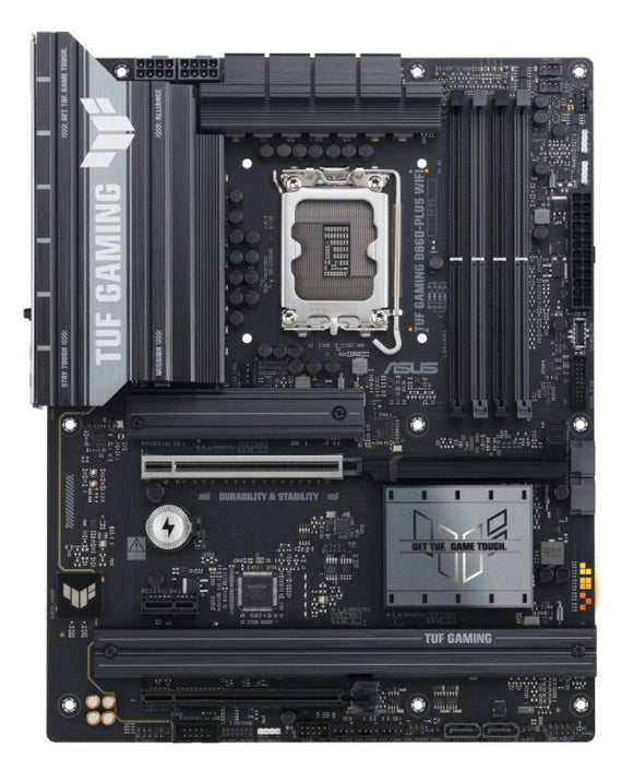 ASUS TUF GAMING B860-PLUS WIFI LGA1851 ATX Motherboard 256GB, DDR5, 1 x PCIe 5.0, 3 x M.2 slots, 4 x SATA, WiFi 7, 1 x HDMI, 1 x DP - Leader Electronics