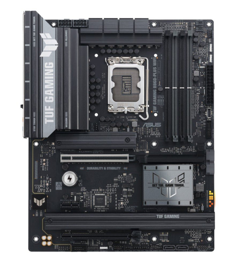 ASUS TUF GAMING B860-PLUS WIFI LGA1851 ATX Motherboard 256GB, DDR5, 1 x PCIe 5.0, 3 x M.2 slots, 4 x SATA, WiFi 7, 1 x HDMI, 1 x DP - Leader Electronics