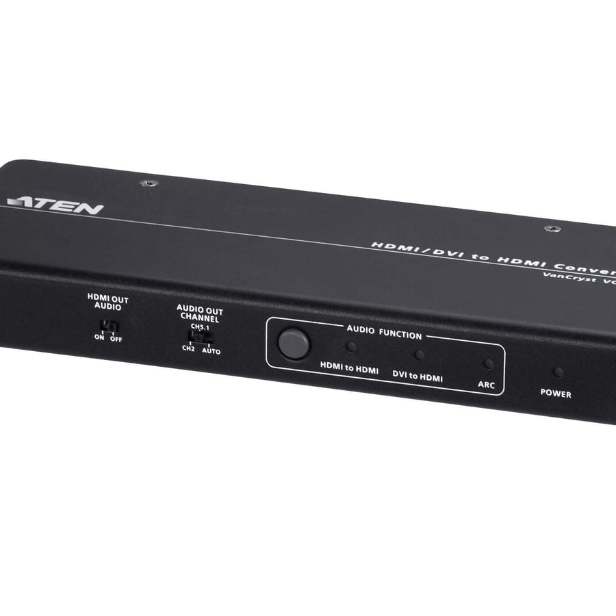 Aten 4K HDMI/DVI to HDMI Converter with Audio De-Embedder, supports ARC and DVI + Audio In to HDMI conversion, analog audio out and digital audio out - Leader Electronics