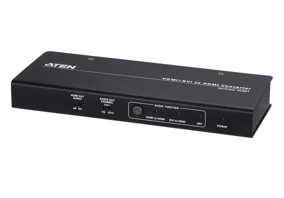 Aten 4K HDMI/DVI to HDMI Converter with Audio De-Embedder, supports ARC and DVI + Audio In to HDMI conversion, analog audio out and digital audio out - Leader Electronics