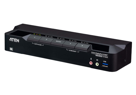 Aten Desktop 4-Port USB 3.0 8K DisplayPort KVMP™ Switch (Cables included) - Leader Electronics