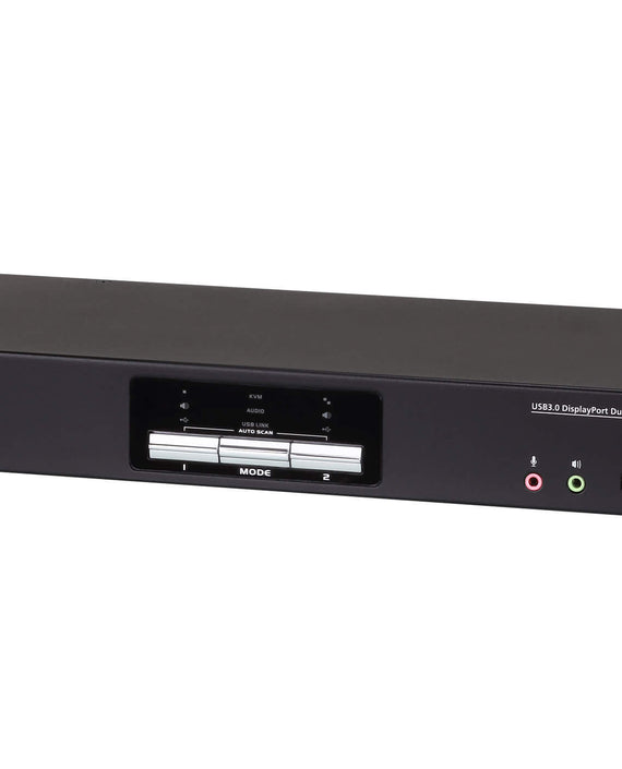 Aten Desktop KVMP Switch 2 Port Dual Display 4k DisplayPort w/ audio, Cables Included, 2x USB Port, Selection Via Front Panel - Leader Electronics