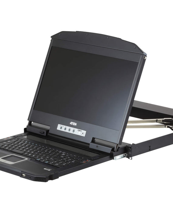 Aten Rackmount Dual Rail LCD Console VGA,HDMI,DVI & USB w/ 18.5' LCD Display, 1x Custom KVM Cable Included, 1920x1080@60hz Display, LED Illumination L - Leader Electronics