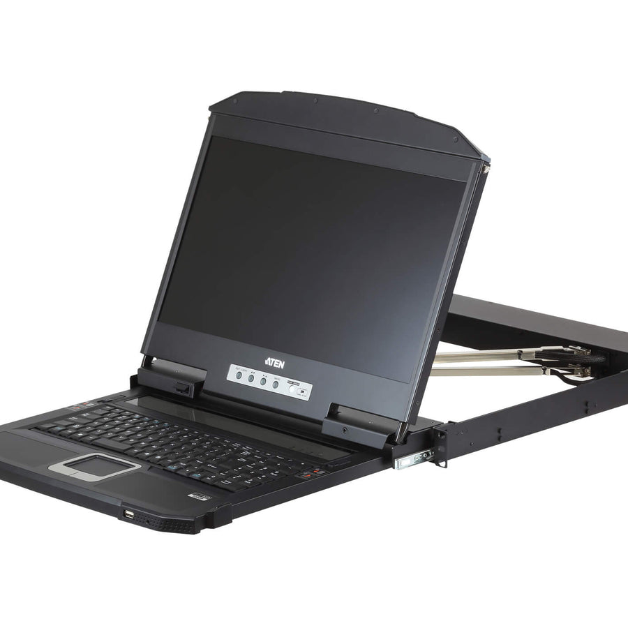 Aten Rackmount Dual Rail LCD Console VGA,HDMI,DVI & USB w/ 18.5' LCD Display, 1x Custom KVM Cable Included, 1920x1080@60hz Display, LED Illumination L - Leader Electronics