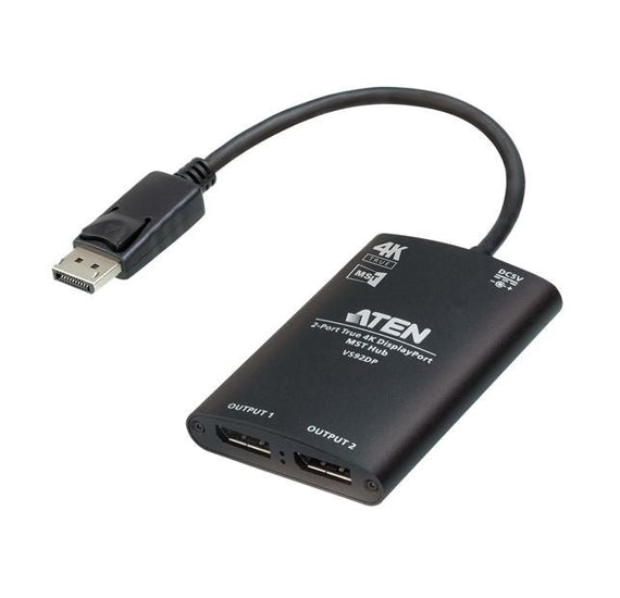 Aten VS92DP Video Splitter 2-Port True 4K resolution for dual output, up to 3840x2160@30 Hz, DisplayPort 1:2; HDCP 1.3 Compliant - Leader Electronics